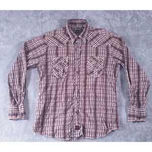 Panhandle Slim Shirt Mens Large Brown Plaid Western Pearl Snap Cowboy 90‎ Proof